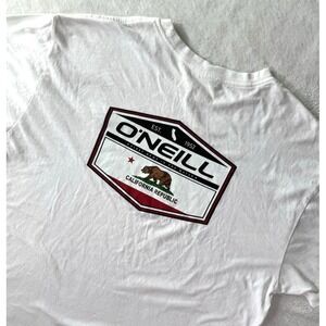 Oneill California T Shirt Mens Size XL White Double Sided Surf Tee